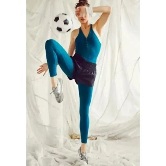 Free People Happiness Runs Henley Onesie Jumpsuit One Piece Teal Jewel Blue - Picture 9 of 9